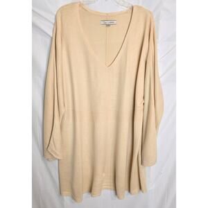 Soft by Avenue Tunic Sweater Women's 26/28 Yellow 3/4 Sleeve V-Neck Oversized